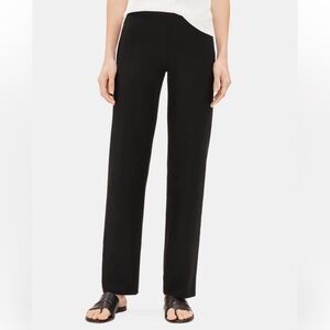 Eileen Fisher System Washable Stretch Crepe Straight Pant Black Small Travel